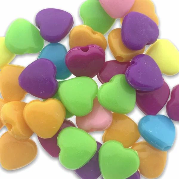 Acryl hartjes multicolour 11x12mm - 35 stuks