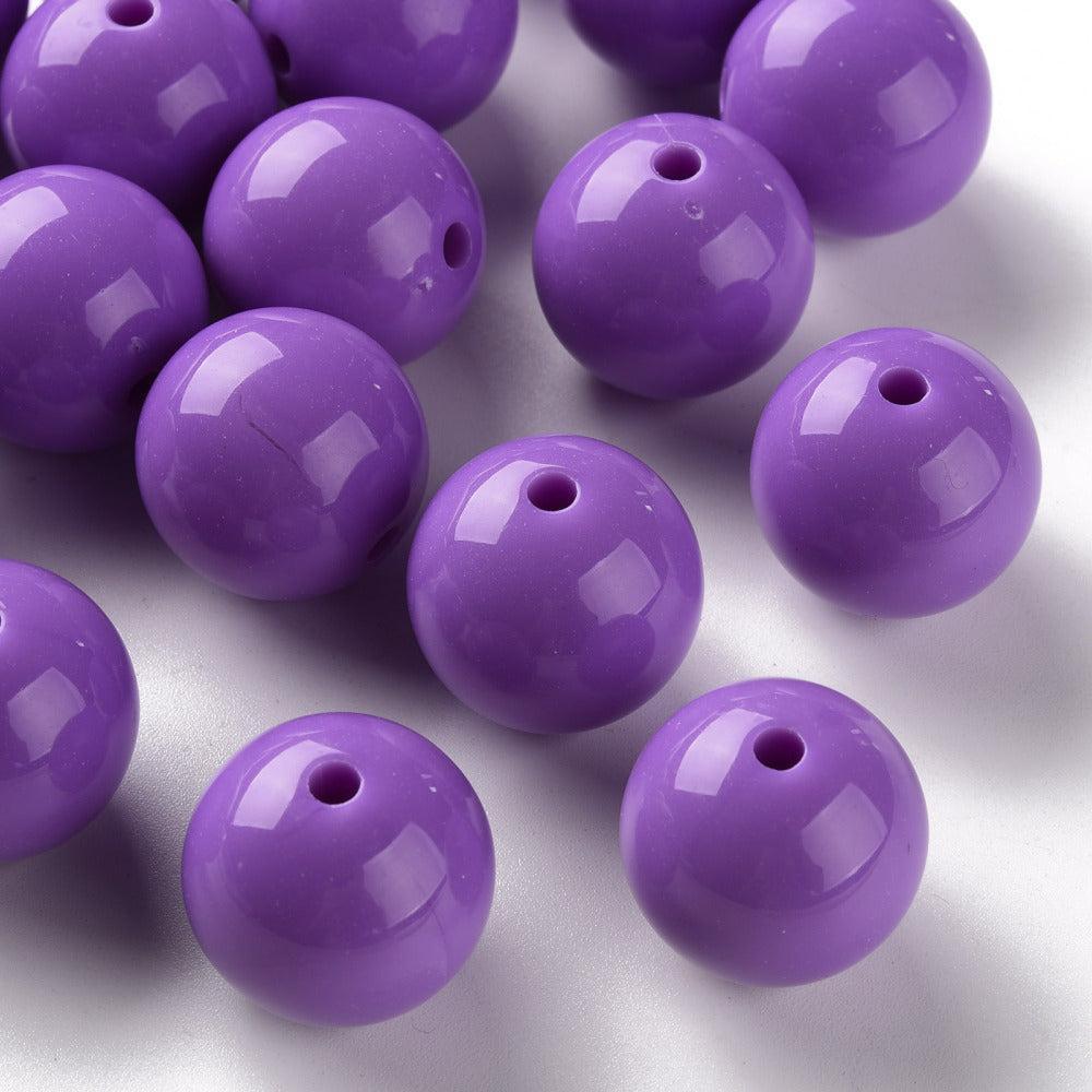 Acryl kraal rond paars 20mm - per stuk