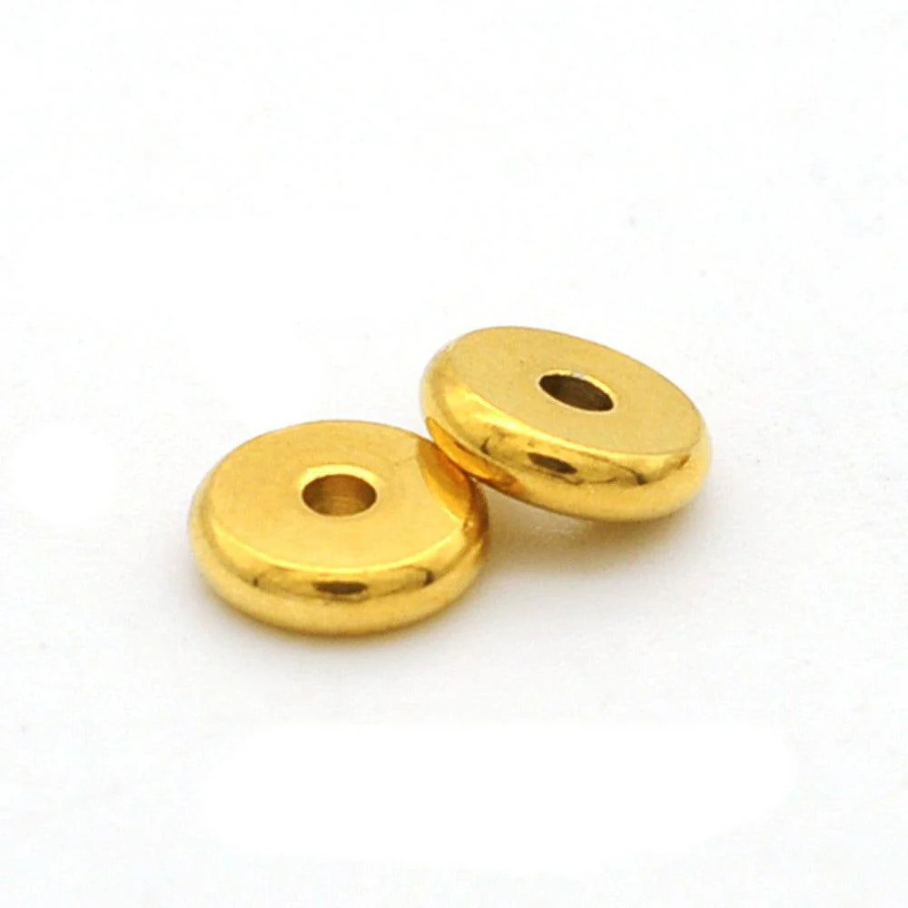 Kraal disc glad RVS 18K goud 5mm- per stuk