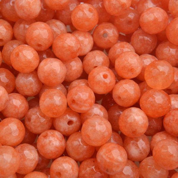 Edelsteen rond Faceted Jade orange 8mm