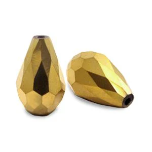 Facet kralen druppel Goudbrons 15x10mm - 4 stuks