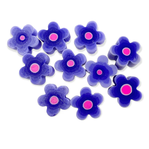 Fimo kralen bloem paars 10mm - 10 stuks