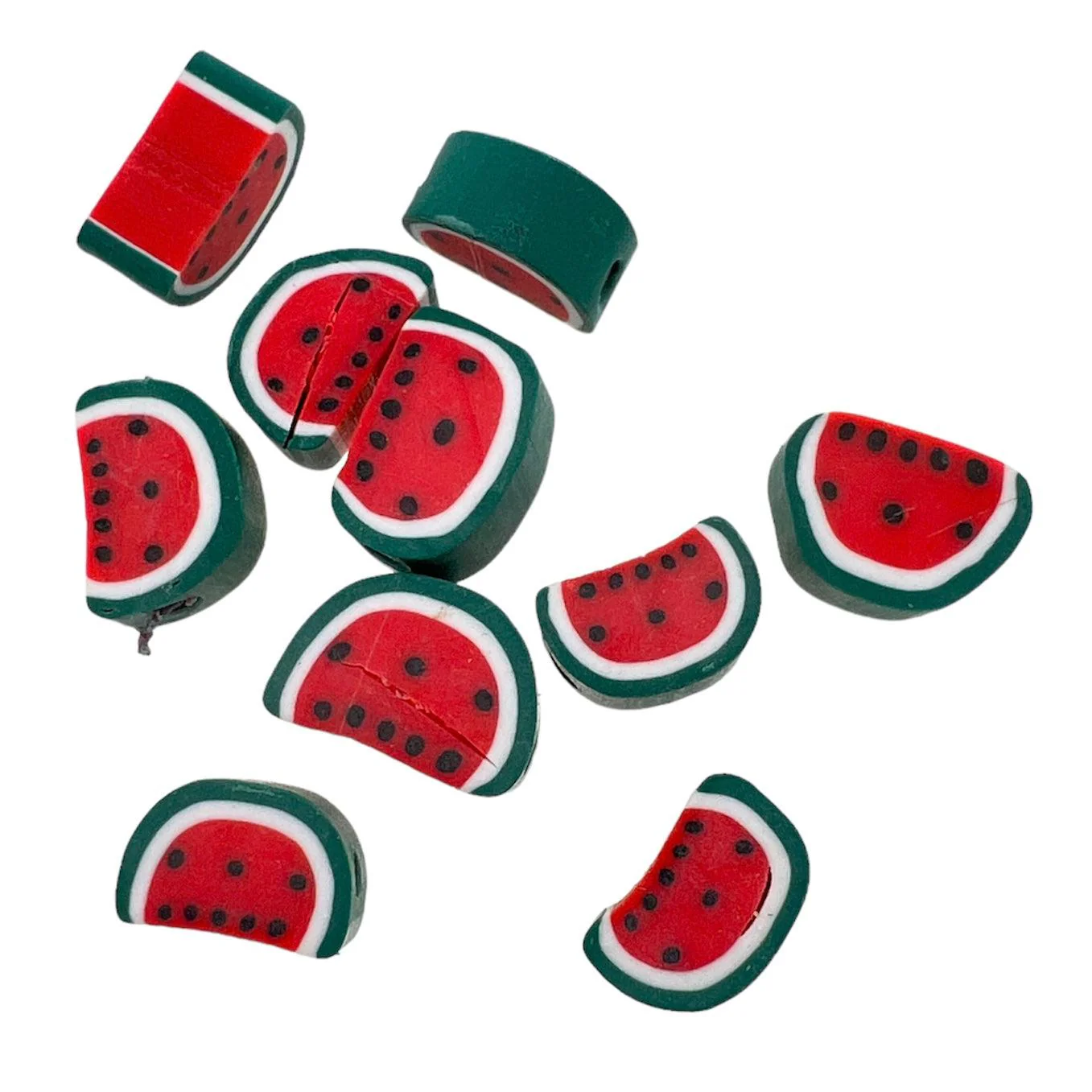 Fimo kralen watermeloen 10mm - 10 stuks